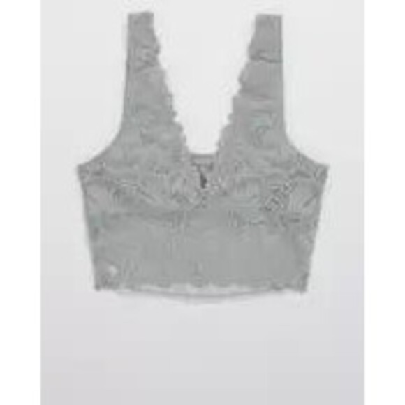Aerie Lace Waffle Longline Bralette Medium Heather Gray Size Medium - Picture 4 of 11